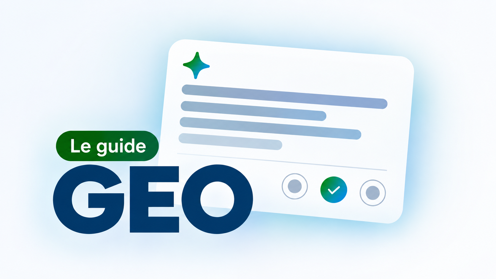 Illustration du guide GEO (Generative Engine Optimization) avec interface d’intelligence artificielle
